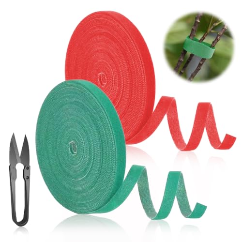 EIH1 2 Rouleaux Attaches de Plantes Vertes Ajustables 10m x 10mm Attaches de Jardin pour Plantes Attache Plante Grimpante Attache Tomates Reutilisable Résistant Aux Intempéries pour Plantes