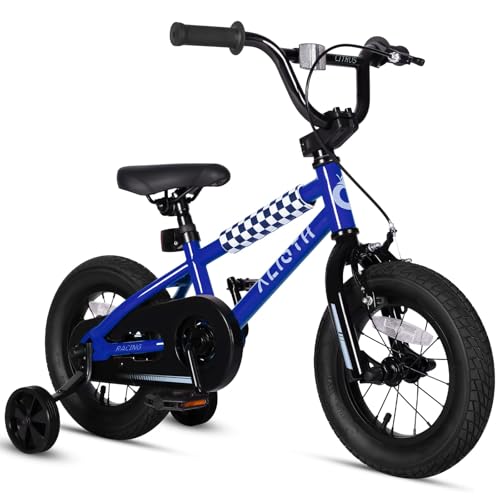 vollsch 14 Inch BMX Style Kids Bike for 2-8 Years Old Boys Girls Toddlers Bicycle with Coaster Brake Training Wheels, Blue