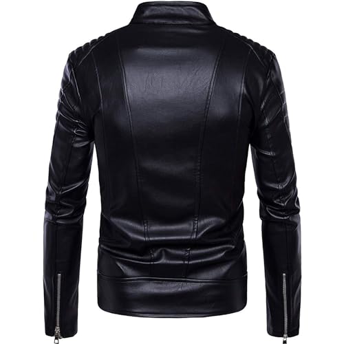 Image of Genuine Lambskin Leather Motorcycle Biker Leather Jacket Men CL-01