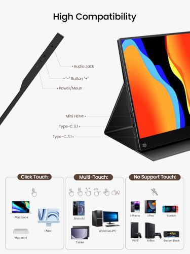 Newsoul Portable Monitor Touchscreen 14", 1200P 16:10 IPS Touch Display – Ansicht 7