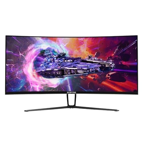 Sceptre 34-Inch Curved Ultrawide WQHD Monitor (3440 × 1440), R1500, up to 180Hz/165Hz, DisplayPort x2, 99% sRGB, 1ms, Built-in Speakers, Machine Black, 2025 (C345B-QUT168)
