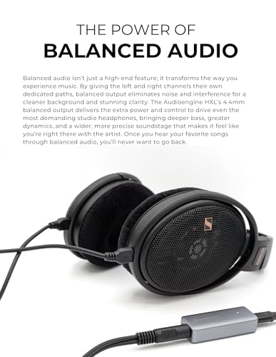 Image of Audioengine HXL Balanced Portable DAC and Headphone Amplifier - 4.4mm Balanced Output, 520mW Power, Hi-Res Audio for Audiophile Headphones
