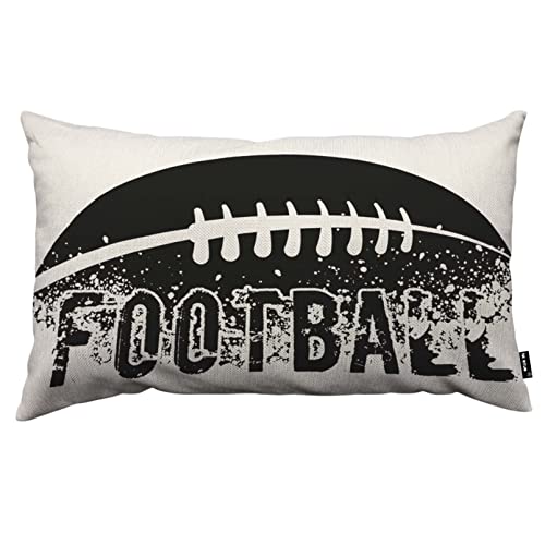 TKS MITLAN Football Pillow Covers 12 x 20 Inch Silhouette of American Soccer Dirt Splatter Doodle Decorative Throw Pillow Covers Linen Cushion Case for Sofa Couch