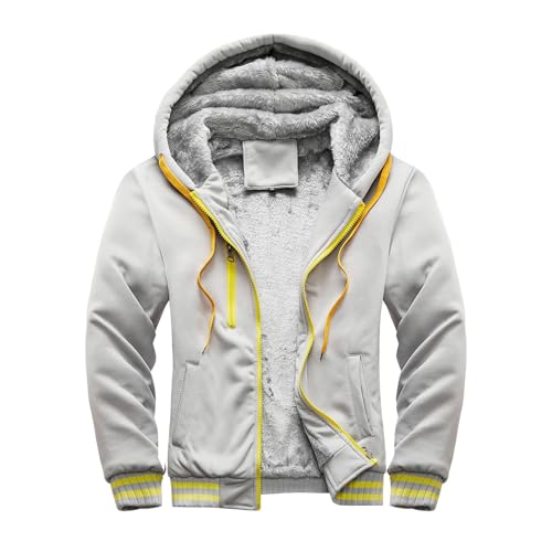 Heavyweight Sherpa Hoodies for Men Full Zip Wool Warm Thick Coats Workout Fleece Hoodie Sweatshirts Work Jackets Winter