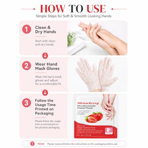 Image of Strawberry Nicotinamide Hand Mask Gloves, 1 Pair, 35g