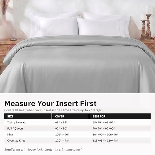 Image of California Design Den 400 Thread Count Duvet Cover Oversized King Only - 100% Cotton Sateen, Soft and Durable Bedding Duvet Cover, Button Closures, Corner Ties - Light Grey