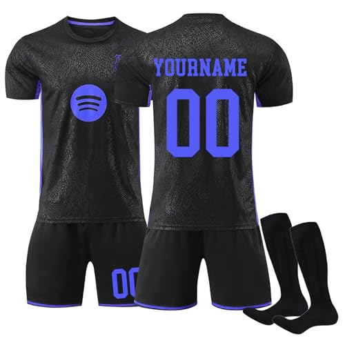 F.C.Barcelona 2025/2026 Camiseta de Fútbol Personalizadas para Hombres y Niño, Nueva Temporada Equipación de Fútbol DIY Nombre Número con Conjunto Top Pantalón Corto y Calcetines Regalo de Barça