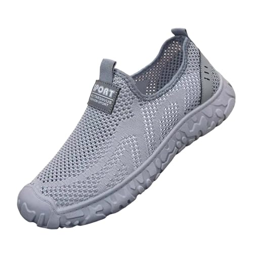 Slip on Sneaker da uomo, scarpe da jogging, scarpe da ginnastica, scarpe da corsa, senza lacci, scarpe da fitness, morbide, leggere, antiscivolo, da trekking, traspiranti, grigio., 44 EU