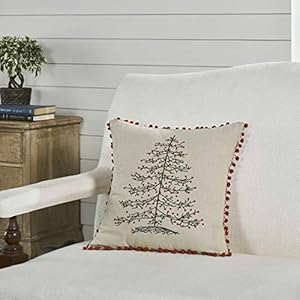 Piper Classics Timeless Ticking Red Embroidered Christmas Tree Throw Pillow Cover, Country Farmhouse Holiday Décor, 18" High x 18" Wide Piper Classics Timeless Ticking Red Embroidered Christmas Tree Throw Pillow Cover Country Farmhouse Holiday Decor 18 High x 18 Wide