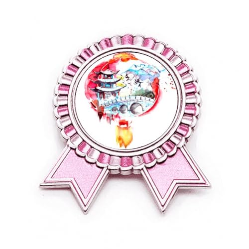 Broche porcelaine rose pont chinois M : l'accessoire métal pour raviver un vêtement terne