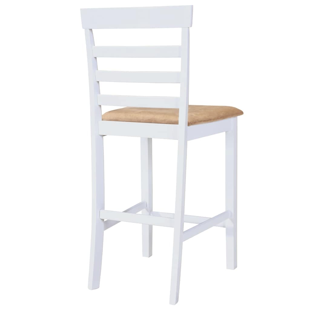 Table mange-debout blanche avec placage en bois véritable et 4 tabourets de bar en bois d'hévéa, 110 x 60 x 90,8 cm, hauteur d'assise 62 cm, salon à manger pour salle à manger, terrasse, balcon