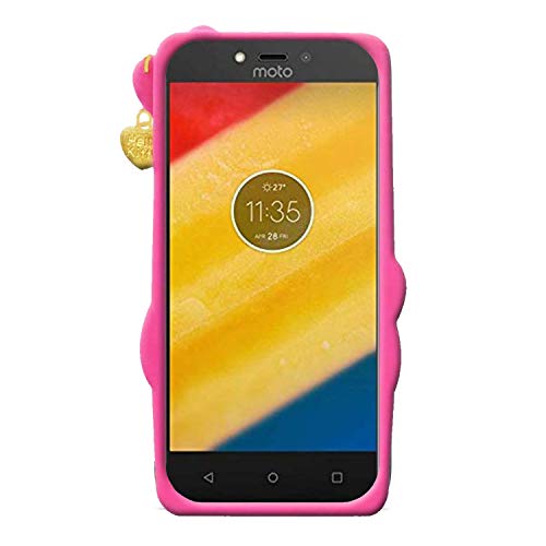Image of Unirock Hello Kitty Back Case Cover for Moto C Plus| 3D Cute Hello Kitty Case |Soft Silicone Rubber Back Cover with Pendant Kitty Cover for Moto C Plus (Pink)