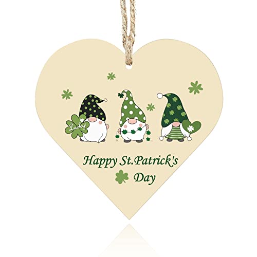 St Patricks Day Cards Saying Happy St Patrick's Day-Irish Day Cards Wooden Heart Hanging Plaque with Shamrock for Best Friend, Husband, Wife, Brother, Sister St Patricks Day Accessories Decorations