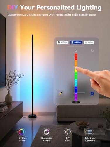 Image of GLOWRIUM Smart Corner Floor Lamp, RGBY+IC LED Floor Lamp for Living Room
