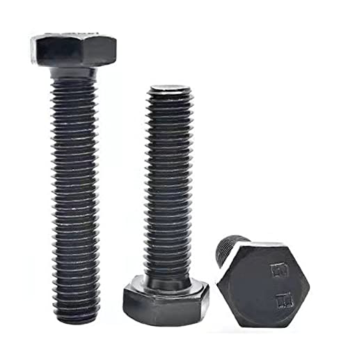 Image of M12-1.75 x 45mm Carbon Steel Grade 8.8 External Hex Head Screw Bolts Metric Thread Hexagon Bolts Fastener for Hardware Furniture Machinery Black 5pcs