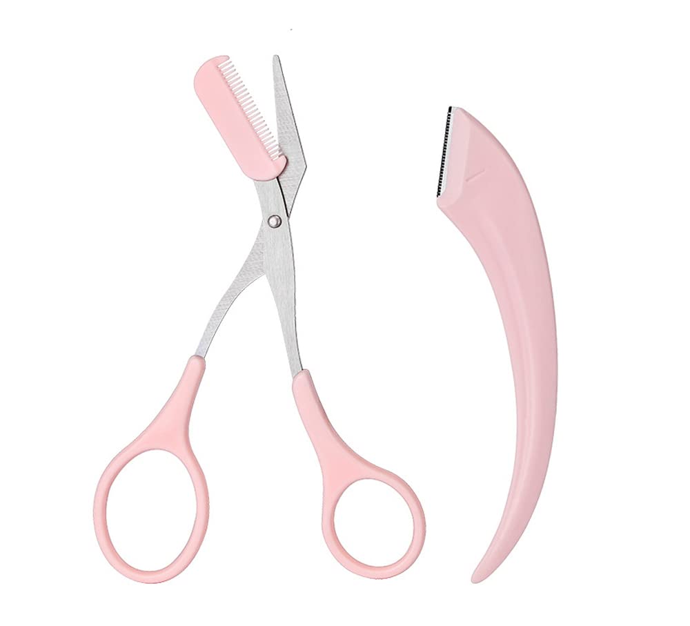 2Pack Eyebrow Shaping Tool Set, Eyebrow Trimmer Scissors with Mini Comb, Auxiliary Eyebrow Comb Scissors Eyebrow Trimmers Kit Eyebrow Trimming Tool for Man Woman