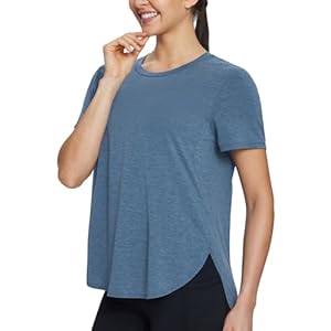 BALEAF Dames korte mouwen workout tops loose fit gym sport yoga loophemd licht sneldrogend side split