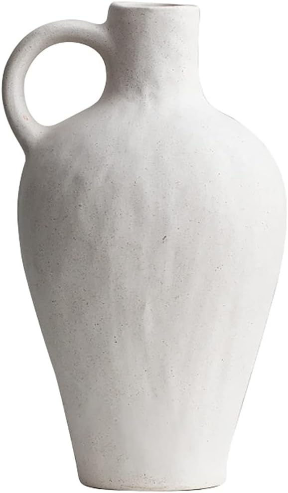 Lawaia Flower Vase Ceramic Vases for Decor, Modern Farmhouse Distressed White Small Ceramic Distressed Decoration for Rustic Décor, Housewarming Gift