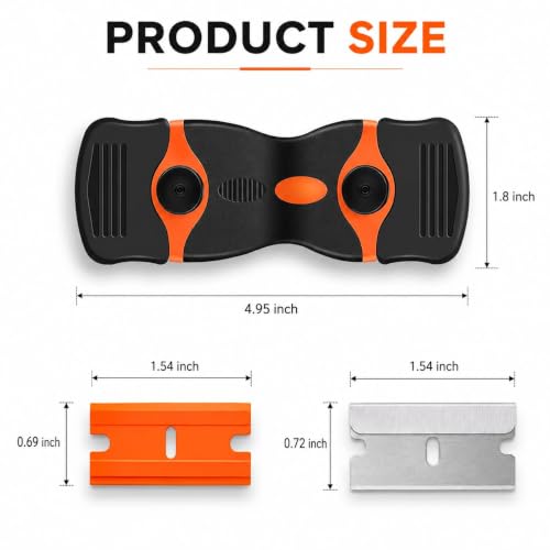 Image of Glue Remover Cleaning Scraper Tool Double Edged Multipurpose Removing Paint, Labels, Sticker, 7 Piece Plastic Blades and 7 Piece Metal Blades
