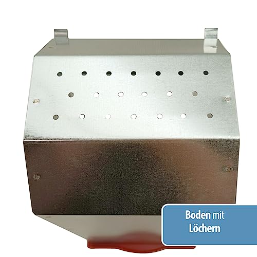 Breker Futterautomat Kaninchen 2,5 KG [mit Deckel] aus Metall - 2 Fresstellen - Futterspender für Kleintiere und Nager - Outdoor geeignet