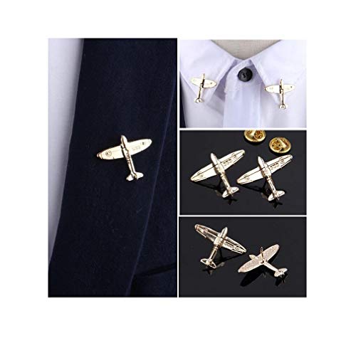 Tiande Plane Brooch Small Aircraft Vintage Cute Animal Brooch pins Male Shirt Brooch Novelty Suit and Vest pin (2 pcs)2