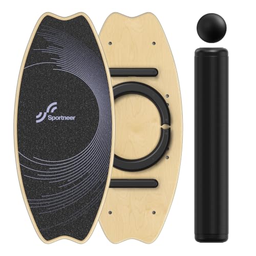 Sportneer Tabla de equilibrio, patineta interior de madera, tabla de surf y tabla de equilibrio para niños y adultos