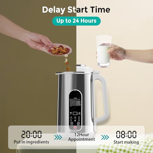 Miniatura 3 de Máquina De Leche Vegetal, 1200ml Máquina Automática De Leche De Nueces Para Leche De Soja, Avena, Almendras, Yogur, Leche De Soja Con Inicio Diferido, Mantener Caliente, Autolimpieza