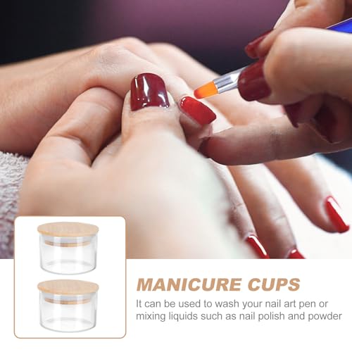 2 Piezas Vasos de Vidrio para Manicura con Tapa miniatura 7
