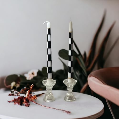 Bougies coniques peintes à la main en noir et blanc pour table chic - 7