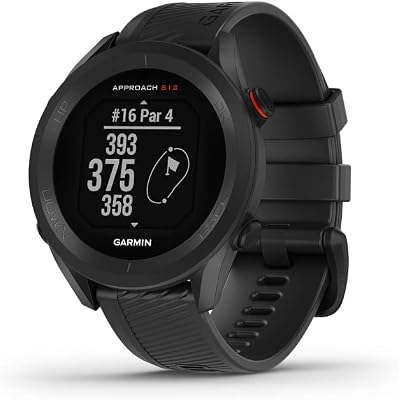 Garmin Approach S12, Orologio GPS per il golf, 42.000+ campi internazionali, Distanze ostacoli, Rilevamento statistiche, Autonomia fino a 10 settimane, Black