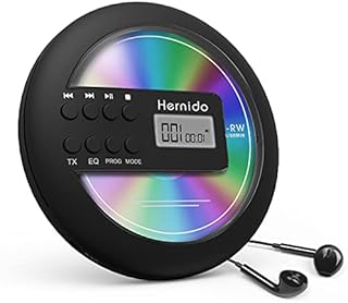 Rechargeable Portable CD Player for Car, Hernido Discman CD Player with FM Transmitter, 20 Hours Playtime Personal Compact Disc CD Player, USB CD Walkman with Headphones, Anti-Skip & Resume Playback