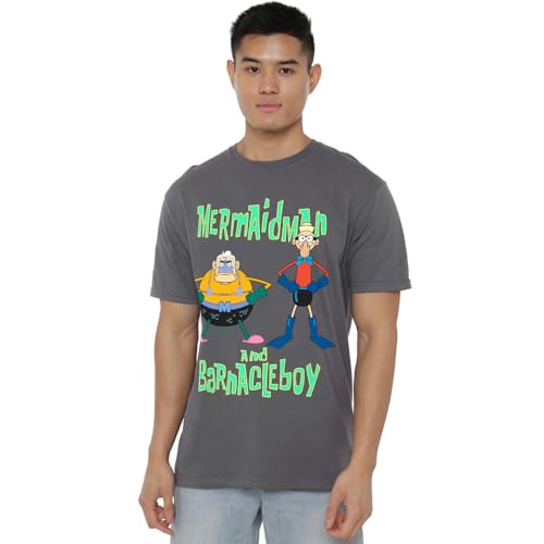 Spongebob Mermaid Man and Barnacle Boy Camiseta Unisex, Carbón, L