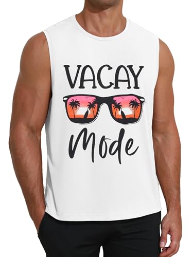 Gentlewarm Tank Tops for Men Palm Graphic Muscle Mens Shirts Casual Quick Dry Sleeveless Running Tank Top White