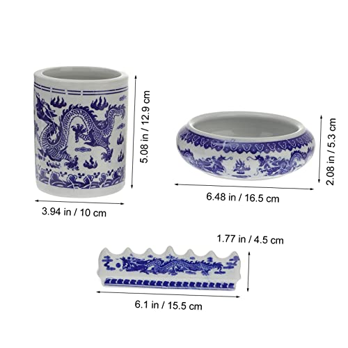Support pinceaux design rétro chinois en céramique pour rangement de bureau - 7