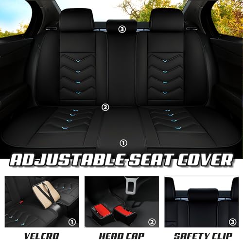 Image of ADERN Car Seat Covers for Jeep Wrangler 2000-2026, Premium Nappa Leather Car Seat Cover, Stylish Sport Seat Covers, Automobile Seat Cover Sets.(Luxury 2 Seats /Black Blue)