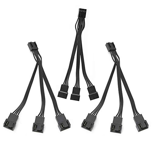 Fan Splitter Adapter, Ultra‑stable 3Pcs 1 to 3 4‑Pin Fan Extension Cable, for Computer