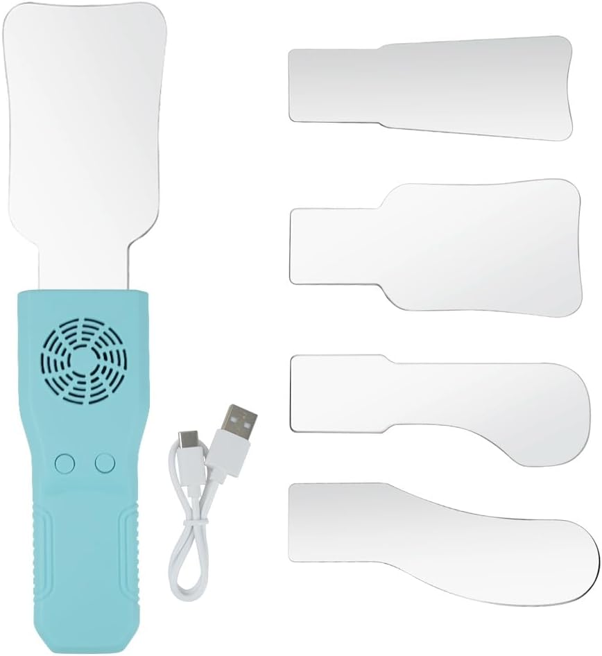 Dental Occlusal Photographic Mouth Mirror with Electric Automatic Defogging Imaging Mirror, Detnal Intraoral Photo Reflector Imaging Mirror with LED Intra Oral Photo System (Blue)