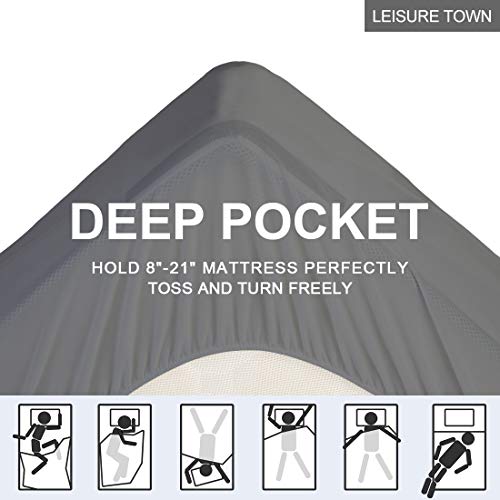 LEISURE TOWN Full Mattress Pad Fitted Quilted Cotton Mattress Cover Cooling Soft Pillow Top Mattress Topper with Down Alternative Filling Mattress Protector with 8-21 Deep Pocket (54x75 Inches Grey)