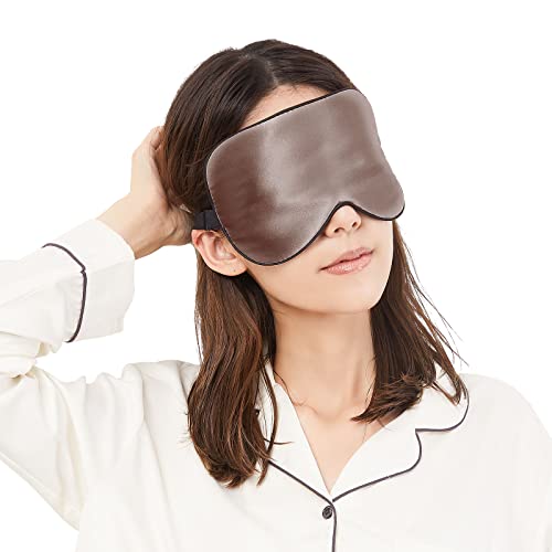アイマスク シルク 睡眠用 快眠グッズ 遮光 目隠し アイピロー バンド調整できる 圧迫感なし 極上の肌触り 保湿 美容 安眠 レディース 母の日 プレゼント 男女兼用 おしゃれ (茶色)