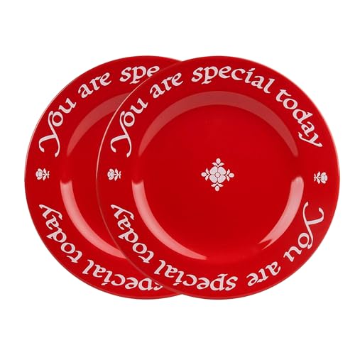 Waechtersbach You Are Special Today Red Plate, Set of 2-10.75-Inch China Dinner Plates, Dishwasher & Microwave Safe, Gift Boxed with Pen - Unique Dinnerware for Celebrations & Guests