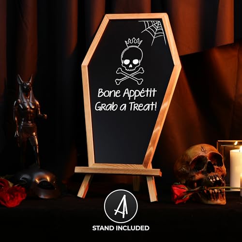 Coffin-Chalk-Board-Blackboard-with-Mini-Coffin-Spooky-17×105-inches-Eraseable-Letter-Board-for-Gothic-Wedding-Halloween-Decor Coffin Chalk Board Blackboard with Mini Coffin Spooky 17×105 inches Eraseable Letter Board for Gothic Wedding Halloween Decor