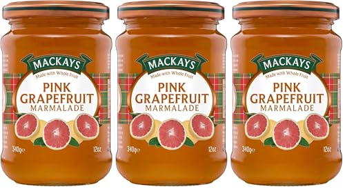 Image of Mackays Pink Grapefruit Marmalade Jam 340gm | Imported from Scotland | Made with Whole Fruits | Vegan | Gluten-Free | No Artificial Colors or Preservatives (Pack of 3)