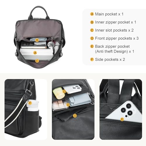 Image of Telena Womens Backpack Purse Vegan Leather Large Travel College Shoulder Bag with Tassel
