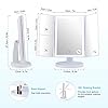 GRIFEMA Specchio per Trucco Trifold con Luce a 32 LED, con Illuminazione, Ingrandimento 3/2/1, Specchio da Tavolo Touch, Regolabile a 180°, USB e Batteria, Bianco #1