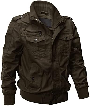 EKLENTSON Men's Casual Winter Cotton Military Jackets Outdoor Coat Windproof Windbreaker Black