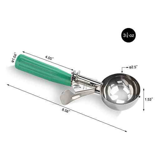 New Star Foodservice Commercial-Grade Thumb Press Food Disher/Ice Cream Scoop, 18/8 Stainless Steel, 3.25 oz, Size 12, Green by New Star Foodservice - Image 2