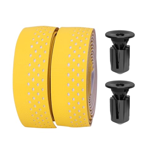 SHANGWU Bike Handlebar Tape, EVA Bike Bar Tape Road Bike, High Stain Resistance Bicycle Handlebars Tape, Extra Thick Soft & Non-Slip Comfortable Bike Grip Tape for Handlebars(Set of 2, Yellow)