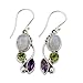 NOVICA Artisan Handcrafted Multigemstone Dangle Earrings | .925 Sterling Silver Handmade Dangle Earrings | Rainbow Moonstone Clear Green Multicolor Purple Dangle Earring | Natural Glamour Themed