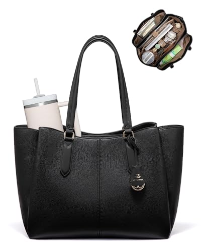 LOVEVOOK Laptop Tote Bag for Women 15.6 In Work Bags with Triple Compartments Large Faux Leather Computer Office Briefcase