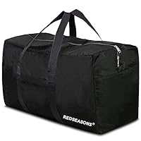 Extra Große,Faltbare Reisetasche mit Handschlaufe, Geeignet für Reisen wasserdichte Tragetasche, Camping(Schwarz)